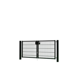 Dubbele tuinpoortset met dubbelstaafmatvulling 2000x1000 - RAL9005 Art. nr. TPTDMD90052010S prijs per Set excl. BTW