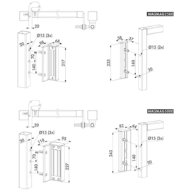 Magneetslot zonder handvaten - profiel 40-80 mm - 300 kg trekkracht - RAL9005 Art. nr. MAGMAG30009005  (TH)