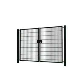 Dubbele tuinpoortset met dubbelstaafmatvulling 2400x1800 - RAL9005 Art. nr. TPTDMD90052418S prijs per Set excl. BTW