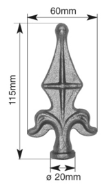 152BISZST-A~~LASBARE SPEERPUNT ZONDER STIFT 115X60MM