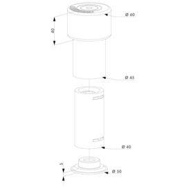 Aluminium gatestop (poortstop) met keilbout Art. nr. GATESTOP  (TH)