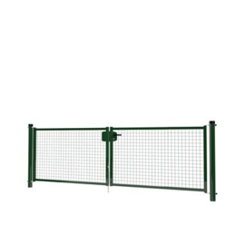 Dubbele tuinpoortset met gaasvulling 3000x1000 - RAL6009 Art. nr. TPD6009300100S Bekijk inhoud van het