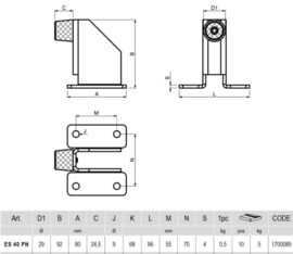 CAIS ES stopper voor schuifpoorten en zij-aanslag voor vleugelpoorten. Art.0506  (HO)