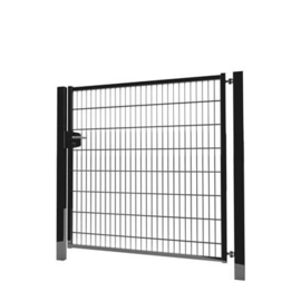 Enkele tuinpoortset met dubbelstaafmatvulling 1500x1600 - RAL9005 Art. nr. TPTDM90051516S prijs per Set excl. BTW