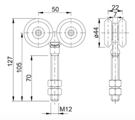 4C-M~~ROL MET 4 WIELEN GESTAMPT EN GELAGERD 44MM