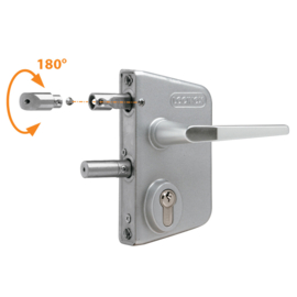 LocinoxIndustrieel poortslot opbouw - profiel 30-50 mm - krukken 3006M en cilinder - ZILVER Art. nr. LAKQ3030U2LZILV (TH)