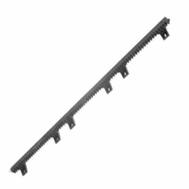 1 meter kunststof tandlat module 4 met 6 bevestigingspunten, donkergrijs. versterkt met stalen kern inwendig. extra sterk en stil.  (QU)