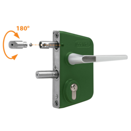 Locinox Industrieel poortslot opbouw - profiel 30-50 mm - krukken 3006M en cilinder - RAL6005 Art. nr. LAKQ3030U2L6005  (TH)