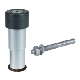 Aluminium gatestop (poortstop) met keilbout Art. nr. GATESTOP  (TH)