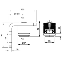 86L-P~~REGELBAAR SCHARNIER MET L-PLAAT 45MM