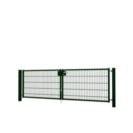 Dubbele tuinpoortset met dubbelstaafmatvulling 3000x1000 - RAL6009 Art. nr. TPTDMD60093010S prijs per Set excl. BTW