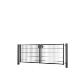 Dubbele tuinpoortset met dubbelstaafmatvulling 2400x1000 - RAL7016 Art. nr. TPTDMD70162410S prijs per Set excl. BTW