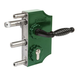 Groot sierpoortslot opbouw - profiel 30-50 mm - Zamac krukken 3006FA en cilinder - RAL6005 Art. nr. LAKQ3030H2L6005 prijs per Stuk(s) excl. BTW