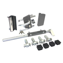 Slotset voor dubbele tuinpoort met DSM vulling met 90° scharnieren - RAL7016 Art. nr. SLOTS7016DP90GR Bekijk inhoud van het pakket prijs per Stuk(s) excl. BTW