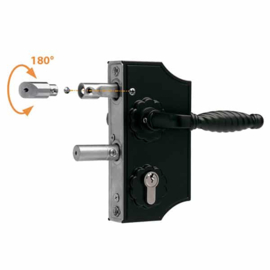 Locinox Klein sierpoortslot opbouw - profiel 40-50 mm - Zamac krukken 3006FA en cilinder - RAL6005 Art. nr. LAKY4040F2L6005  (TH)