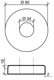 ST433002~~AFDEKPLAAT IN STAAL VOOR BUIS 33.7