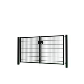 Dubbele tuinpoortset met dubbelstaafmatvulling 2400x1400 - RAL9005 Art. nr. TPTDMD90052414S prijs per Set excl. BTW