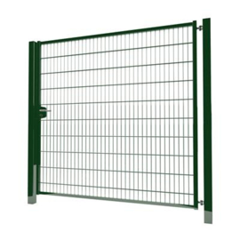 Enkele tuinpoortset met dubbelstaafmatvulling 2000x2000 - RAL6005 Art. nr. TPTDM60052020S prijs per Set excl. BTW