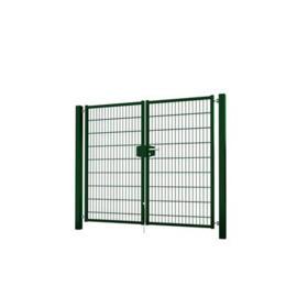 Dubbele tuinpoortset met dubbelstaafmatvulling 2000x1800 - RAL6005 Art. nr. TPTDMD60052018S prijs per Set excl. BTW