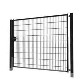 Enkele tuinpoortset met dubbelstaafmatvulling 2000x1800 - RAL9005 Art. nr. TPTDM90052018S prijs per Set excl. BTW