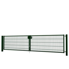 Dubbele tuinpoortset met dubbelstaafmatvulling 4000x1000 - RAL6009 Art. nr. TPTDMD60094010S prijs per Set excl. BTW