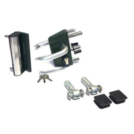 Slotset voor enkele tuinpoort met DSM vulling met 90° scharnieren - RAL6009 Art. nr. SLOTS6009EP90GR  prijs per Stuk(s) excl. BTW