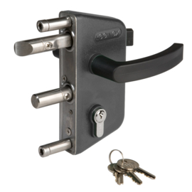 Locinox Tuinpoortslot opbouw - profiel 40 mm - Polyamide krukken en cilinder - kunststof RAL7016 Art. nr. LAKZ4040P1L7016 (TH)