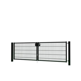 Dubbele tuinpoortset met dubbelstaafmatvulling 3000x1000 - RAL9005 Art. nr. TPTDMD90053010S  prijs per Set excl. BTW