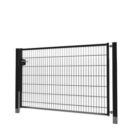 Enkele tuinpoortset met dubbelstaafmatvulling 2000x1400 - RAL9005 Art. nr. TPTDM90052014S prijs per Set excl. BTW