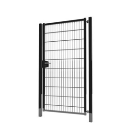 Enkele tuinpoortset met dubbelstaafmatvulling 1000x2000 - RAL9005 Art. nr. TPTDM90051020S prijs per Set excl. BTW