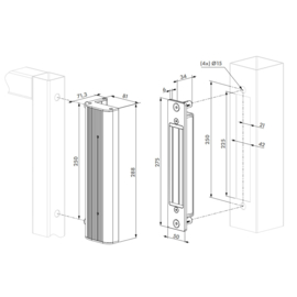 Inbouw magneetslot voor draaipoorten in RAL9005 Art. nr. BMAG25009005  (TH)