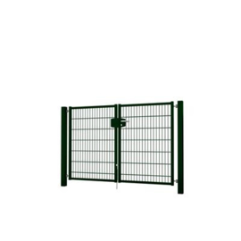 Dubbele tuinpoortset met dubbelstaafmatvulling 2000x1400 - RAL6009 Art. nr. TPTDMD60092014S  prijs per Set excl. BTW