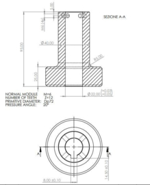 Quiko Ercole Module 6 tandwiel , speciaal voor Heras, Kopal en B&G poorten Art. nr 0512  (QU)