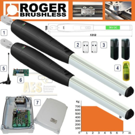 ROGER TECHNOLOGY - BRUSHLESS SMARTY 7 36V TWIN GATE KIT, 36v, tot 7 meter vleugellengte.  (HO)