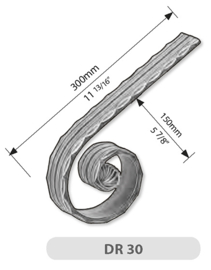 DR30~~BEGINKRUL LENGTE 300MM. Plat 40 x 8mm.