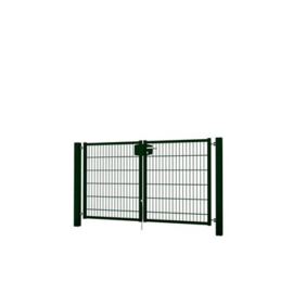 Dubbele tuinpoortset met dubbelstaafmatvulling 2000x1200 - RAL6009 Art. nr. TPTDMD60092012S prijs per Set excl. BTW