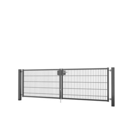 Dubbele tuinpoortset met dubbelstaafmatvulling 3000x1000 - RAL7016 Art. nr. TPTDMD70163010S prijs per Set excl. BTW