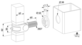 G-ORNA-LR-B-M27~~P00011543 - Prijs per stuk,afname per 10 st-sierpoort scharnierset m27
