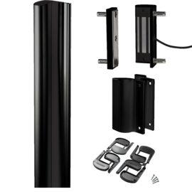 Magneetslot SET 2x MAGMAG3000 met uitvulprofiel en 3006PULL handvaten - aluminium en gecoat RAL9005 Art. nr. NLINEMAGKIT30009005  (TH)