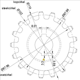 Kunststof tandwiel M6-Z17 Ultimus Art nr. 105280 (SE)