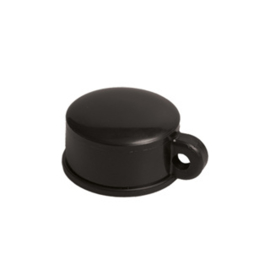 Paaldop kunststof Ø48 mm met oog t.b.v draad - zwart Art. nr. PAALDOP900548S+  prijs per Stuk(s) excl. BTW