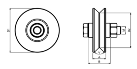 v-groef wiel 1700028 WV 1020  (HO)