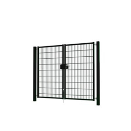 Dubbele tuinpoortset met dubbelstaafmatvulling 2000x1800 - RAL9005 Art. nr. TPTDMD90052018S prijs per Set excl. BTW