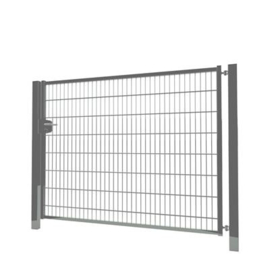 Enkele tuinpoortset met dubbelstaafmatvulling 2000x1600 - RAL7016 Art. nr. TPTDM70162016S Bekijk inhoud van het pakket prijs per Set excl. BTW