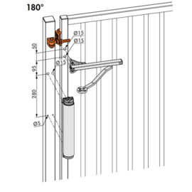 Locinox VERTICLOSE-2-9005~~Art. nr. VERTICLOSE29005    P00009354-9005 - Hydraulische poortsluiter voor 90° en 180° scharnièren-zwart (HO)