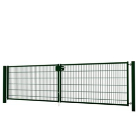 Dubbele tuinpoortset met dubbelstaafmatvulling 4000x1200 - RAL6009 Art. nr. TPTDMD60094012S prijs per Set excl. BTW