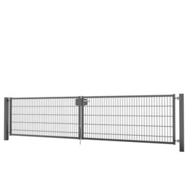 Dubbele tuinpoortset met dubbelstaafmatvulling 4000x1000 - RAL7016 Art. nr. TPTDMD70164010S prijs per Set excl. BTW