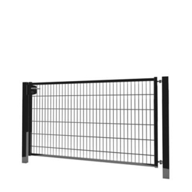 Enkele tuinpoortset met dubbelstaafmatvulling 2000x1200 - RAL9005 Art. nr. TPTDM90052012S prijs per Set excl. BTW