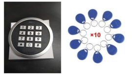 5x Codeclavier Kijzer -SK07 rond RVS Vandaalbestendig en weerbestendig.met 10 rfid jettons IP 67, dus werkt zelfs onder water. Art. 0225 en 10x0200  €86,95 p/st.  (QU)