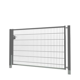 Enkele tuinpoortset met dubbelstaafmatvulling 2000x1400 - RAL7016 Art. nr. TPTDM70162014S prijs per Set excl. BTW